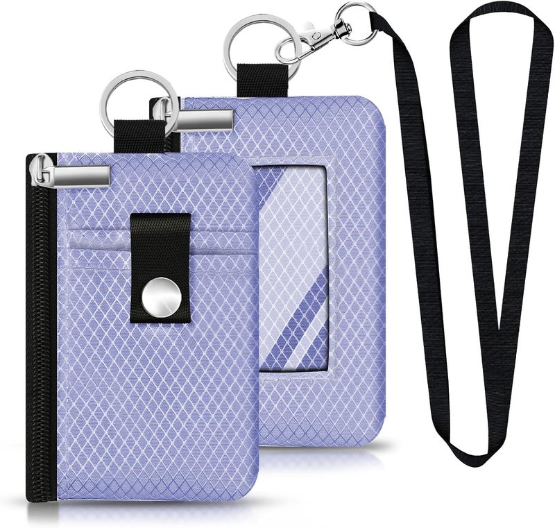 CCUMI Minimalist RFID Blocking Small Wallet with ID Window,WaterResistant Zip Id Case Wallet with Lanyard Keychain for Cards,Cash,Travel,Women,Men (Lavender Purple) - Image 1